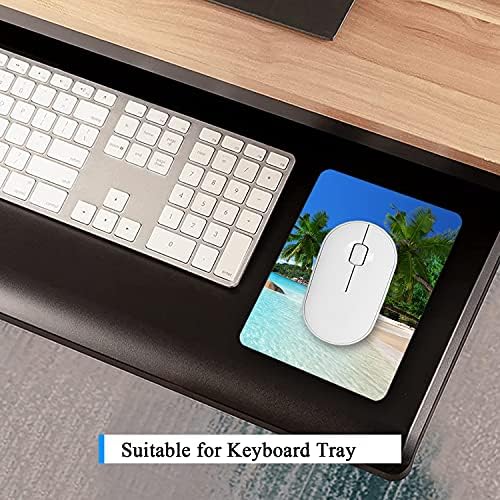 Small Mouse Pad, Mini Mouse Pad 6 x 8 Inch, Thick Rubber Waterproof Mouse Mat, Cute Mousepad for Women Men Kids Wireless Mouse Mini Laptops Keyboard Tray Home Office Travel, Blue Beach Tree