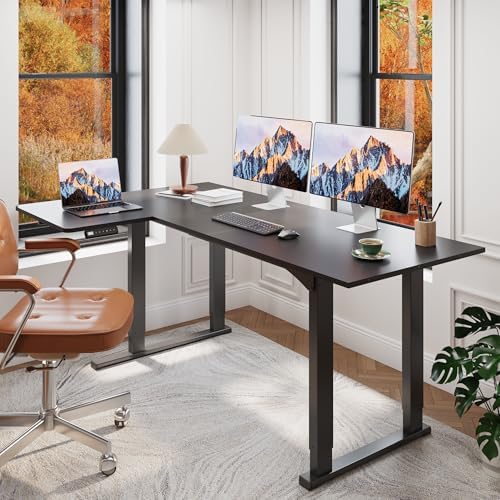 SANODESK L Shaped 4-Leg Large Electric Height Adjustable Standing Desk