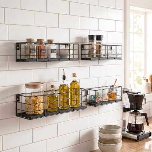 Fixwal Wire Frame Floating Shelves for Wall 4 Different Sizes, Black