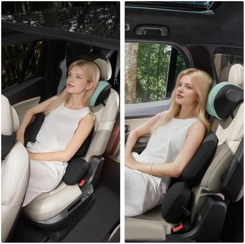 BEBAS Ergonomic Car Headrest Pillow, Memory Foam Neck Support, Green
