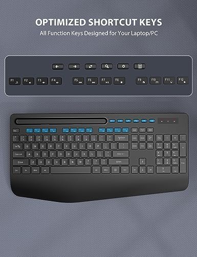 Wireless Keyboard and Mouse Combo - Full-Sized, Ergonomic Wrist Rest