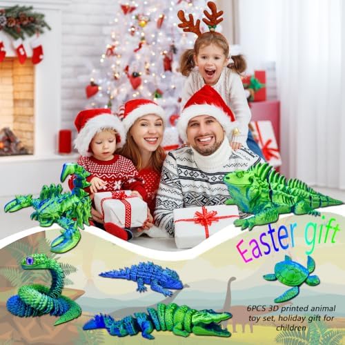 6pcs 3D Printed Toy Snake Flexible，Articulated Fidget Toys,Large，3D Printed Animals,Desk Executive Toy，Easter Eggs Basket Stuffers,Toys for Boys Kids Teen Girl 5-7 4-6 8-12