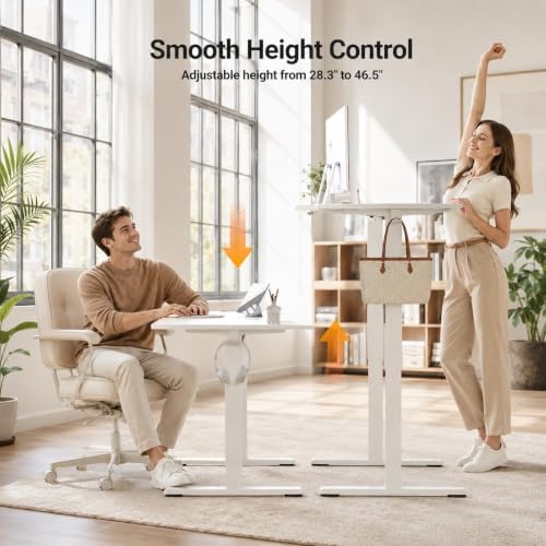 Claiks 35 x 20 Inch White Electric Standing Desk