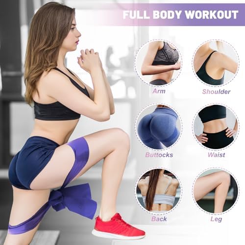 5 Pcs Resistance Bands, Professional Exercise Bands Elastic Stretch Bands for Fitness Yoga Pilates Stretching Strength Training, Workout Bands for Women and Men Home Gym