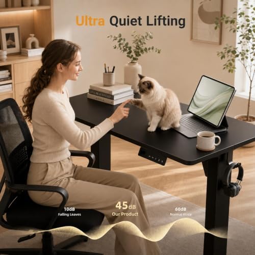 Claiks Electric Standing Desk, 32x19 Inch, Height Adjustable, Dark Black