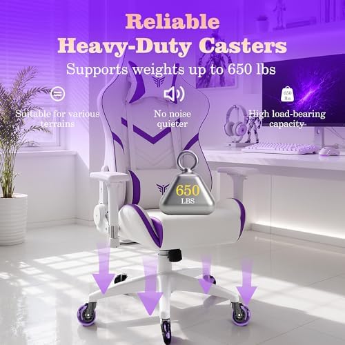 Office Chair Wheels Replacement,3" Rubber Casters 7/16" (11×22mm) Stem,Universal fit for Most Rolling/Gaming Chairs,Floor Protection for Carpet/Hardwood/Tile,Smooth&Quiet Rolling,Set of 5 (Purple)