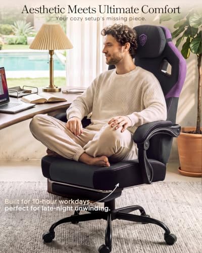 Dowinx Big and Tall Gaming Chair with Footrest, Purple