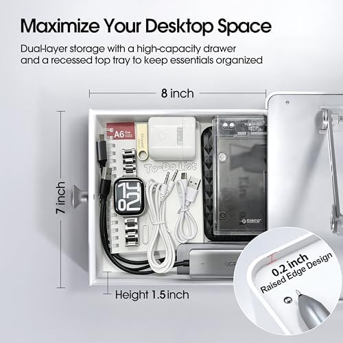Laptop Stand with Storage Drawer, Heavy-Duty Metal Laptop Riser for Desk
