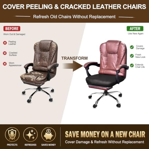 NeColorLife Large Waterproof PU Leather Office Chair Seat Cover