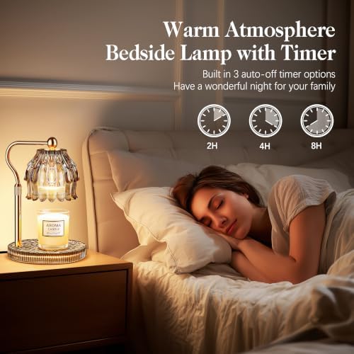Candle Warmer Lamp with Timer Dimmer, Wax Melts Glass Lamp for Gift, Grey