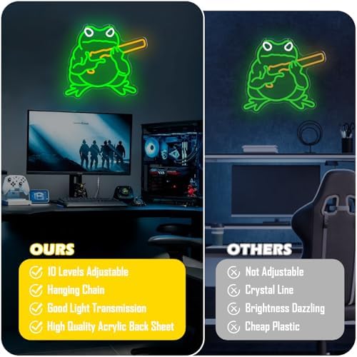 Frog Neon Sign Funny Neon Light for Bedroom Dimmable Gaming LED Sign Toad Light Sign for Wall Decor Frog Neon Wall Decorations for Man Cave Game Room Hippity Hoppity Get Of My Property Decor Gifts for Boys Men
