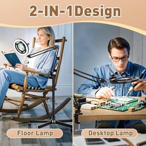 HITTI 2200 Lumens 12X Magnifier Esthetician Light, 5 Wheel Rolling Base