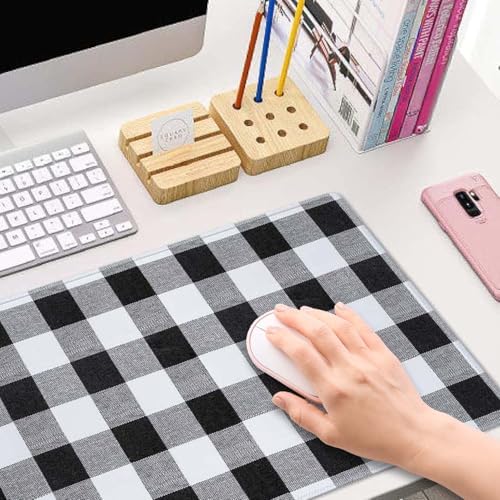 Buffalo Plaids Desk Pad Black and White Large Mouse Pad Gaming Mousepad Extended XL Keyboard Pad 31.5 x 11.8 in Laptop Computer Mouse Keyboard Mat for Office Desk Decor