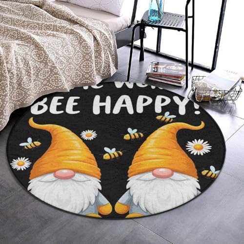 Circular Rugs Large Modern Round Area Rug Fashion Decor Mat for Home Office Bee Gnome