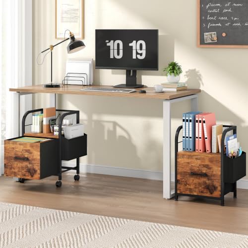 HOOBRO Small File Cabinet Under Desk, Rolling Filing Cart with Drawer