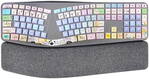Silicone Keyboard Cover Compatible with Logitech Ergo K860 Ergonomic Keyboard US Layout, Logitech K860 Accessories, Cute Cat