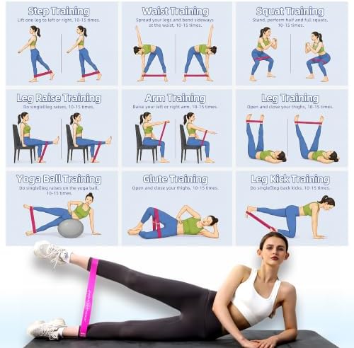 Resistance Loop Exercise Bands, Resistance Bands Exercise Bands for Home Fitness, Stretching, Strength Training, Physical Therapy,Elastic Workout Bands for Women Men Kids, Set of 5