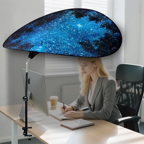 Large Size 52''Office Cubicle Shade Cubicle Desk LightShield to Block Anti-Glare Cover Light Sensitive Professionals Cubicle Light Quick Install Shading LightShade with Clamp(Patent Pending)