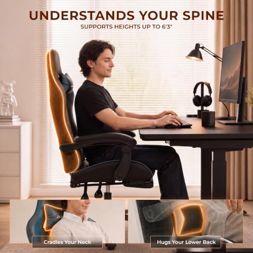 Dowinx Gaming Chair with Footrest, Ergonomic Office Chair, Blue