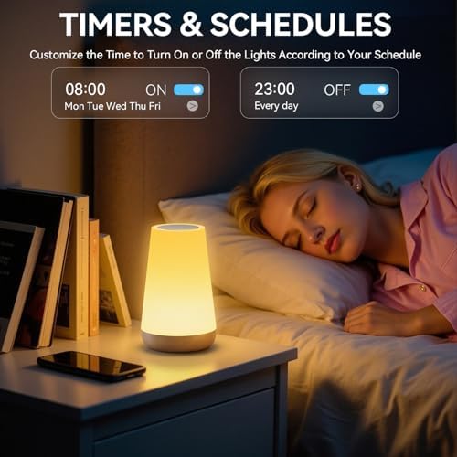 Auxmir Smart Night Light, App/Voice Control Table Lamp with Timer(Corded)