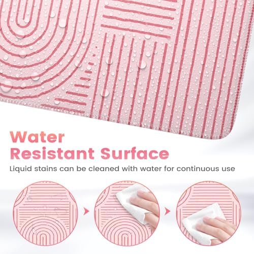 iCasso Pink Desk Matt for Desktop, Cute Desk Pad Mat, Large Mouse Pad
