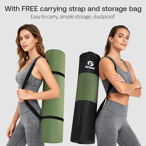 Gruper Yoga Mat Non Slip, 10/15mm Thick NBR Extra Thick Yoga Mat