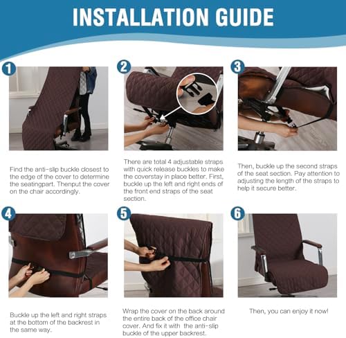 H.VERSAILTEX Water Resistant Chair Cover Reversible Dining Chair Cover with Non-Slip Buckle Soft Removable High Chair Slipcovers Oversized for Armchair or Armless Chair,Brown/Beige