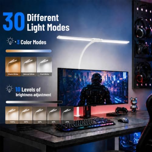 Desk Lamps for Home Office, Computer Light Bar, Double Head, White
