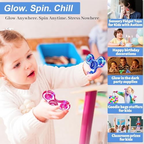 Fidget Spinner 2 Pack, Light up Sensory Fidget Toys Adults Kids Autism ADHD
