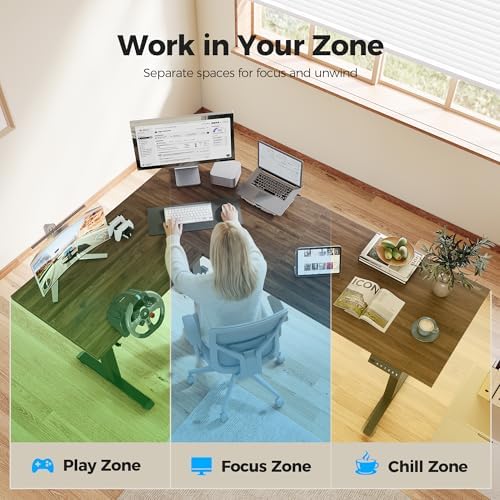 Agilestic L Shaped Standing Desk 63 inch Adjustable Height, Electric Corner Standing Desk, Sit Stand Computer Table with Splice Board, Dark Walnut