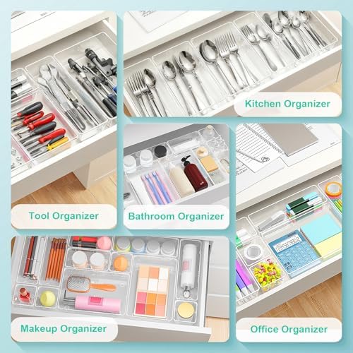 45P Makeup Desk Drawer Organizers Set for Vanity, Bathroom, Kitchen