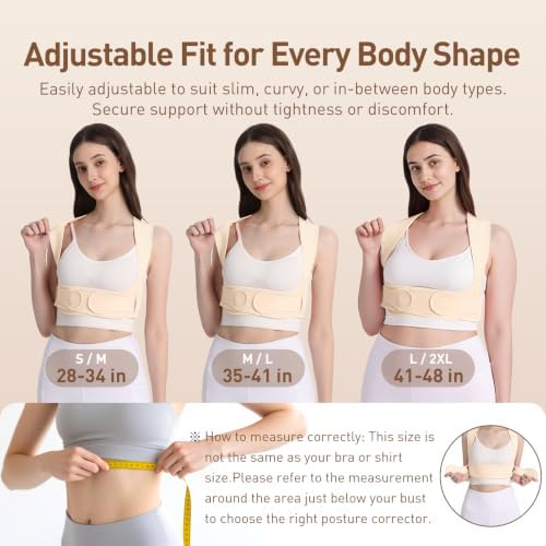 Posture Corrector for Women,Back Brace Shoulder Straightener Beige M/L