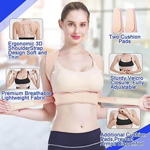 Generic Women Back Braces Posture,Adjustable Upper Back Brace for Clavicle Support and Providing Pain Relief from Neck,Back Brace and Posture Corrector for Women and Men(Large/X-Large 35""-43"")