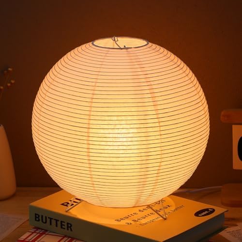 Paper Lantern Lamp: Floor Lamp Shield Japanese Style Standing Lampshade for Bedroom Desk and Nursery Bulb Included Minimalist Design with Base for Home Decor