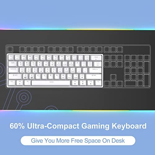 DIERYA 60% Mechanical Keyboard, DK61se Wired Gaming Keyboard with Brown Switches, LED Backlit Ultra-Compact 61 Keys Mini Office Keyboard for Windows Laptop PC Gamer Typist（White）