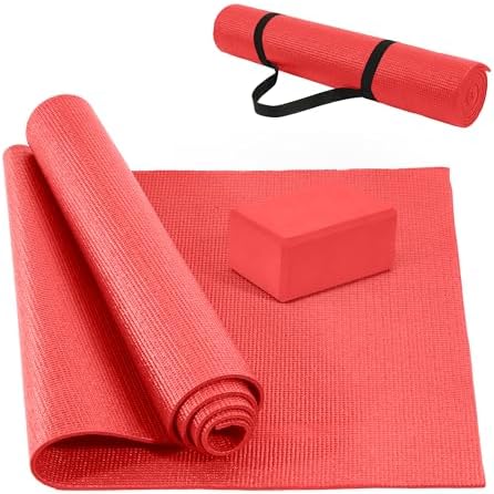 Fitvids All Purpose Thick High Density No Tear Exercise Yoga Mat with Strap & Lightweight Features for Indoor & Outdoor Use