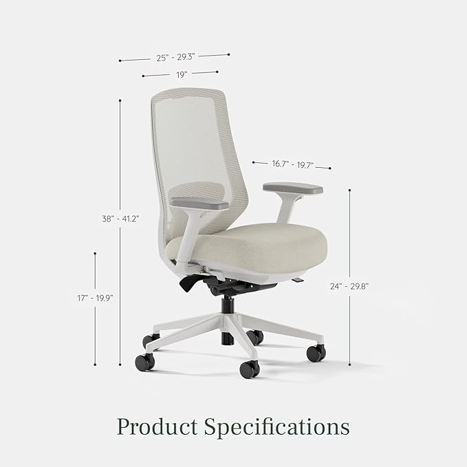 Branch Ergonomic Chair Pro - Mesh Office Chair with 14 Points of Adjustment - Height, Depth & Tilt Adjustable - 5D Armrests - Forward Tilt, Smooth Recline, and Lumbar Support - Ivory Boucle