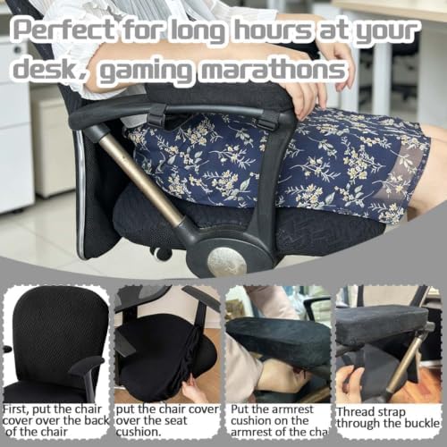 4Pcs-Office Chair Covers Set with Memory Foam Office Chair Armrest Pads