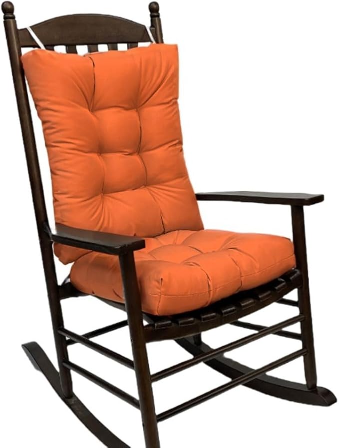 Rocking Chair Cushion Pad, 2 Pieces Indoor/Outdoor Rocking Soft Thickened Patio Chaise Lounger Cushion Overstuffed Patio Chair Cushion (Orange)