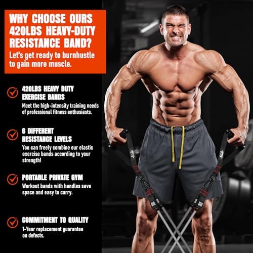 Heavy Resistance Bands for Working Out, 300LBS Exercise Bands with Handles