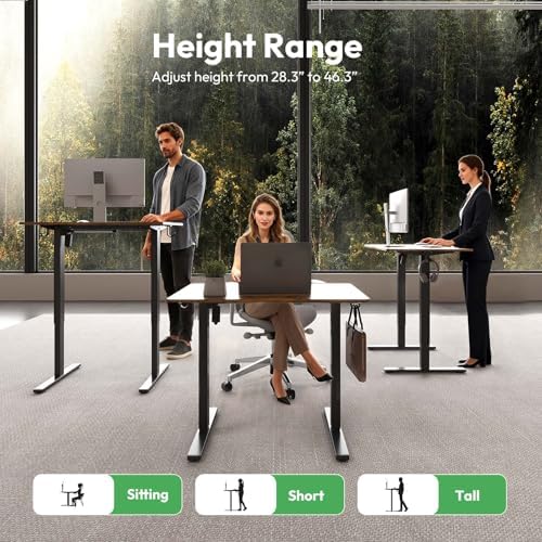 35 x 24 Inch Height Adjustable Standing Desk, 3 Presets, Brown