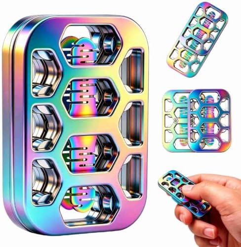 Fidget Toys Adults Openwork Design Metal Fidget Slider EDC Fidget Toys Adults Decompression Desk Toys to Relief Anxiety and Stress for ADD, ADHD & Autism (Vibrant Colors)