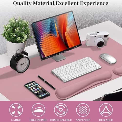 Mouse Pad and Keyboard Wrist Rest, 3-in-1 Keyboard and Mouse Pad