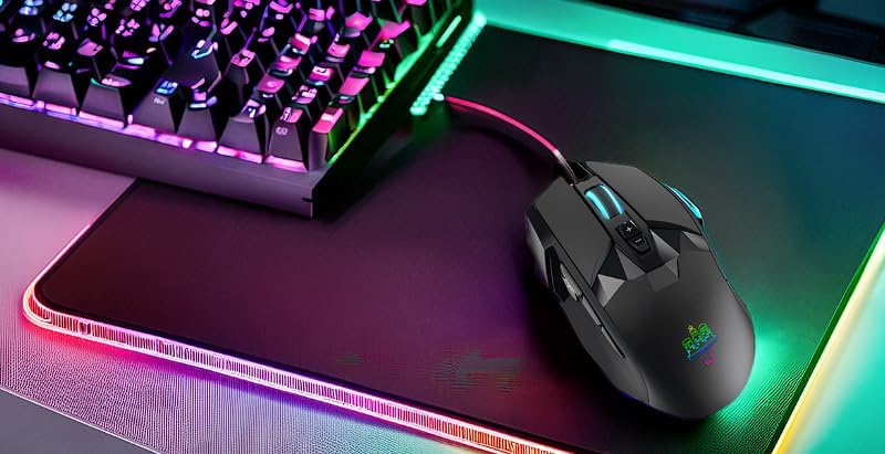 MOJO Pro Performance Silent Gaming Mouse - Wired Mouse with 9 Programmable Buttons Including Sniper Key, 12000 DPI, 1000 Hz, Force Adjustable, Custom Profiles