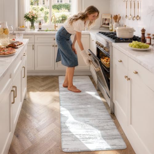 KIMODE Kitchen Mats Cushioned Anti Fatigue,Misty Grey Kitchen Decor 24"x59"