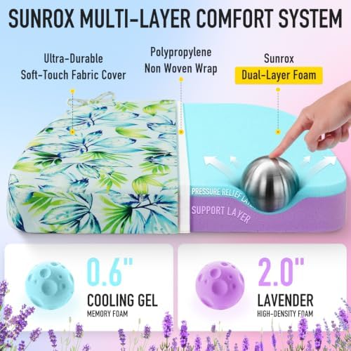 SUNROX Cooling Gel Memory Foam Chair Cushions, 2.6" Thick U-Shaped Dual-Layer Comfort Dining Chair Pads, Non Slip Seat Cushion with Ties for Indoor Kitchen Office 17"x16" Set of 8, Aqua Pilea Notata