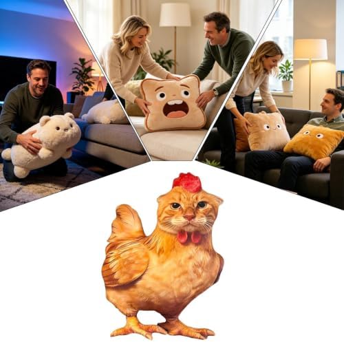 Funny Cat Chicken Throw Pillow, Soft PP Cotton Couch Bedroom Decor