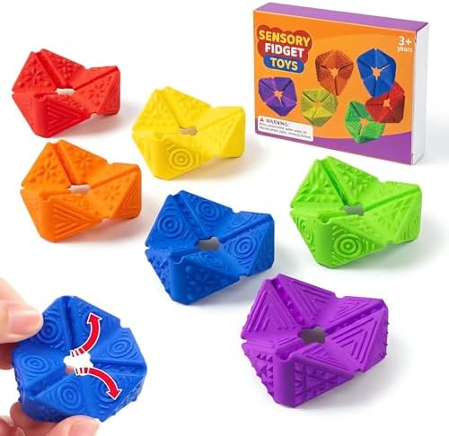 Sensory Fidget Toys for Kids Adults: Textures Sensory Flip Cube, Stress Fidgets Toys for Teen with Anxiety Autism ADHD Focus, Quiet Desk Fidget Toy for Classroom Prize, Office, Calm Down Corner