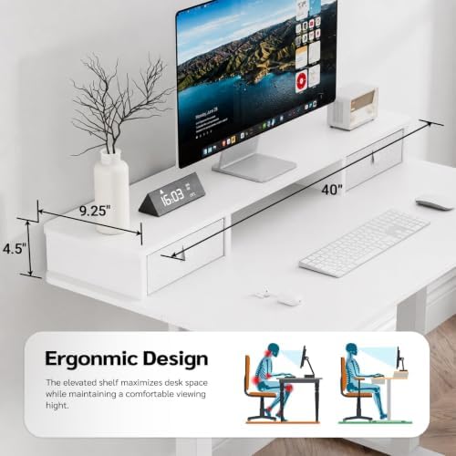 40" x 24" Electric Standing Desk with Dual Drawers, White