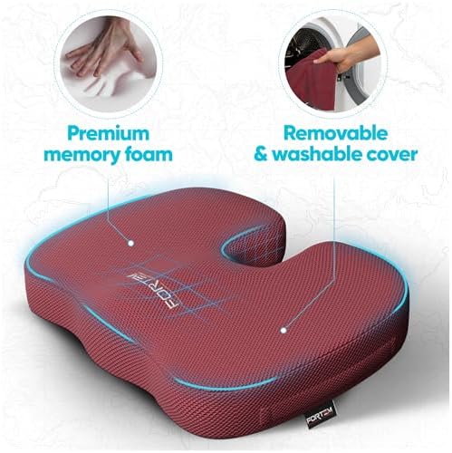 FORTEM Seat Cushion, Office Chair Cushion for Tailbone Sciatica Pain Relief